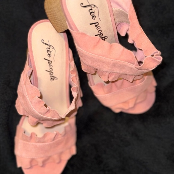 Free People Pink Plush Mules with Rhinestone Accents - Picture 9 of 12